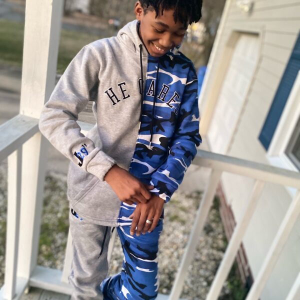 HE CARES CAMOUFLAGE JOGGER SET